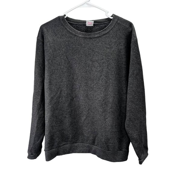 Hanes Her Way Premium Pullover Sweatshirt size M Women Charcoal Gray Crewneck - Picture 1 of 4